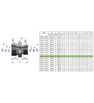 Złączka hydrauliczna redukcyjna metryczna BB M26x1.5 18L / M22x1.5 15L (XG) Waryński ( sprzedawane po 2 )