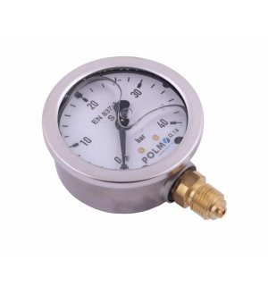 Manometr glicerynowy M63 0-40 bar dolne przyłącze G1/4" POLMO