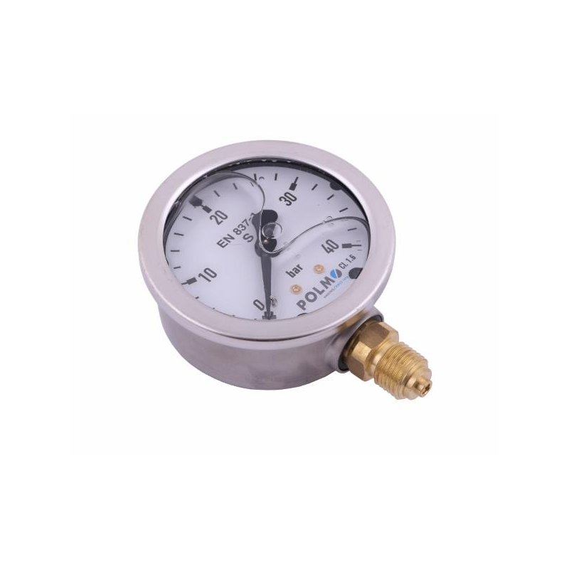 Manometr glicerynowy M63 0-40 bar dolne przyłącze G1/4" POLMO