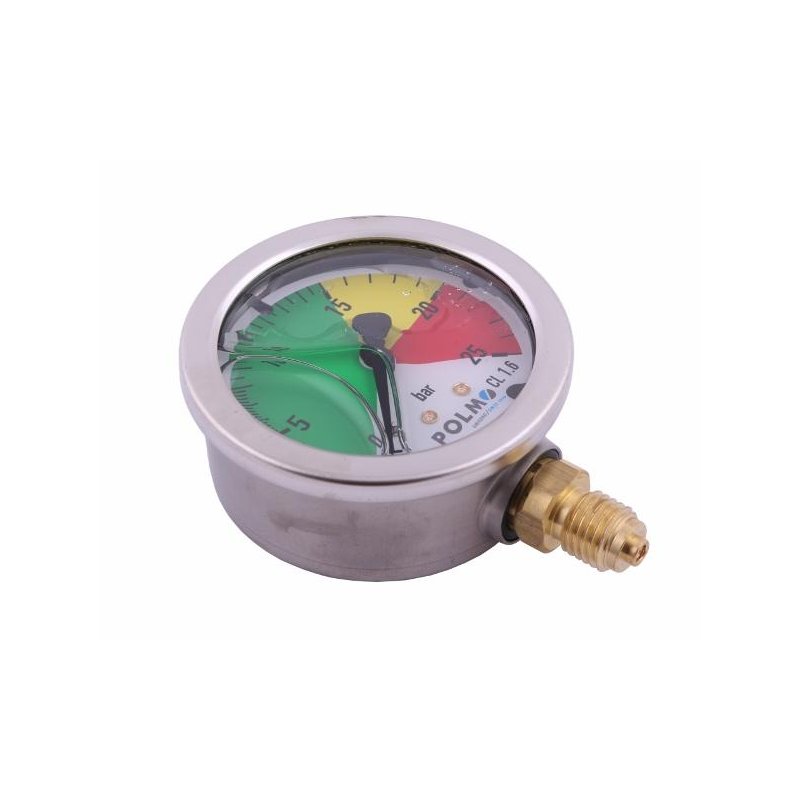 Manometr glicerynowy M63 0-25 bar gwint M12x1.5 dolne przyłącze. obudowa kwasoodporna. Opryskiwacz POLMO