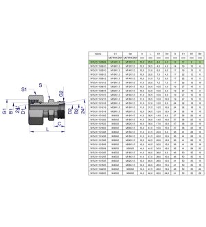 Złączka hydrauliczna metryczna AB (XKOR) A-M14x1.5 08L / B-M12x1.5 06L Waryński ( sprzedawane po 2 )