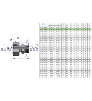 Złączka hydrauliczna metryczna AB (XKOR) A-M16x1.5 10L / B-M12x1.5 06L Waryński ( sprzedawane po 2 )