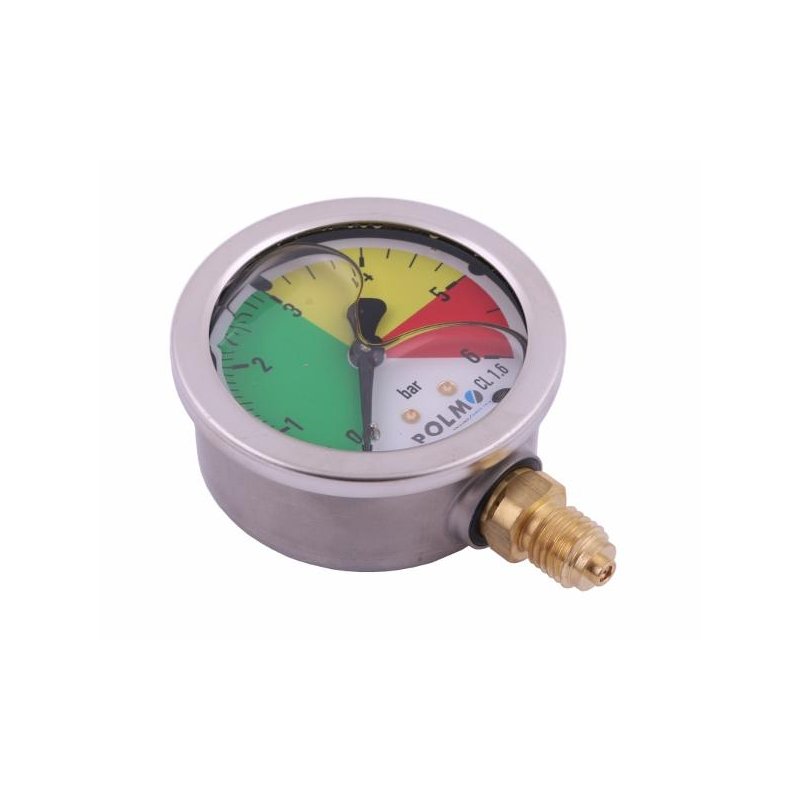 Manometr glicerynowy M63 0-6 bar gwint M12x1.5 dolne przyłącze. obudowa kwasoodporna. Opryskiwacz POLMO