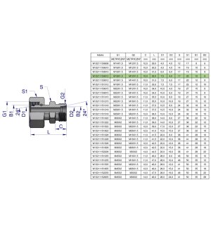 Złączka hydrauliczna metryczna AB (XKOR) A-M18x1.5 12L / B-M12x1.5 06L Waryński ( sprzedawane po 2 )
