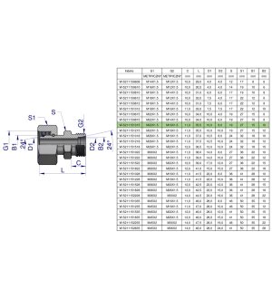 Złączka hydrauliczna metryczna AB (XKOR) A-M22x1.5 15L / B-M16x1.5 10L Waryński ( sprzedawane po 5 )
