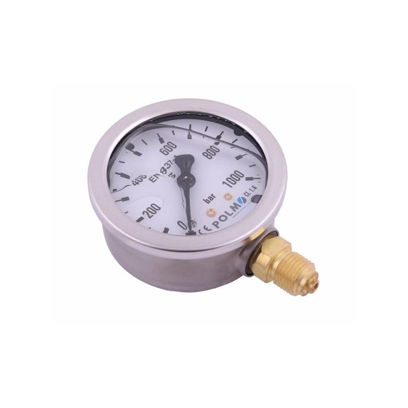 Manometr glicerynowy M63 0-1000 bar dolne przyłącze G1/4" POLMO