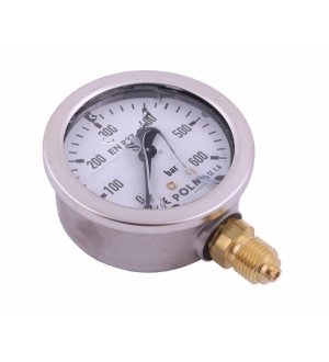 Manometr glicerynowy M63 0-600 bar dolne przyłącze G1/4" POLMO