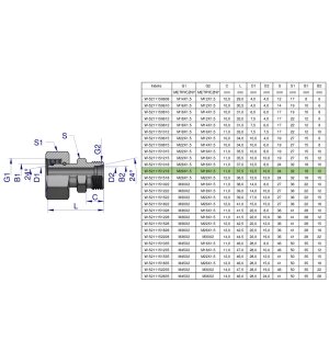 Złączka hydrauliczna metryczna AB (XKOR) A-M26x1.5 18L / B-M18x1.5 12L Waryński
