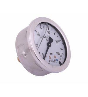 Manometr glicerynowy M63 0-100 bar tylne przyłącze G1/4" POLMO