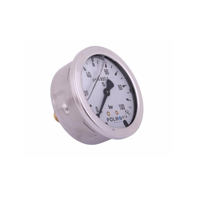 Manometr glicerynowy M63 0-100 bar tylne przyłącze G1/4" POLMO