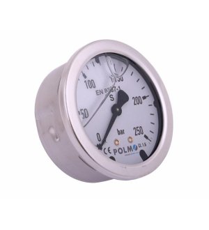 Manometr glicerynowy M63 0-250 bar tylne przyłącze G1/4" POLMO
