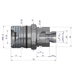 Szybkozłącze hydrauliczne skręcane gniazdo M18x1.5 gwint zewnętrzny 300bar Waryński