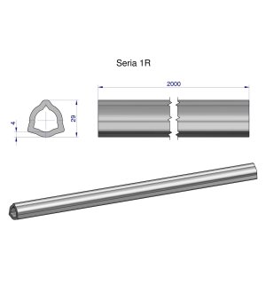 Rura trójkątna wewnętrzna Seria 1R do wału przegubowo-teleskopowego 29x4mm 2m WARYŃSKI (sprzedawane po 2)