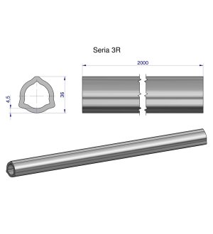 Rura trójkątna wewnętrzna Seria 3R wału przegubowo-teleskopowego 36x4.5 mm - 2m WARYŃSKI (sprzedawane po 2)