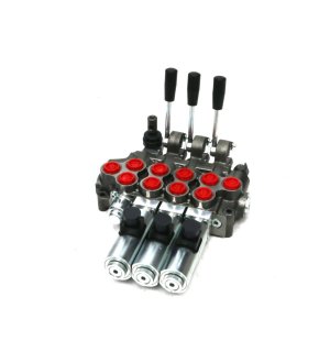 Rozdzielacz hydrauliczny (50 l/m) 4 sekc. 3 sekcje ster. Ręczno elektryczne 12 DC 1 sekcja manualna