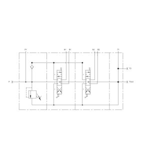 Rozdzielacz hydrauliczny (80 l/m) 2 sekc. ster. ręczno elektryczne 24 VDC