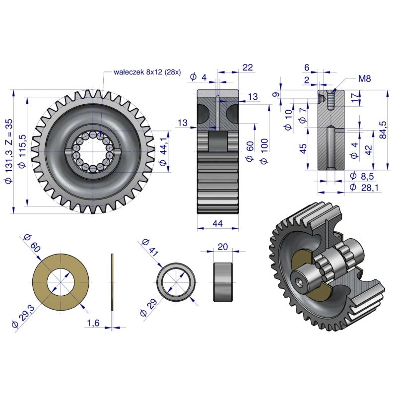 Satelita kompletny przedni napęd C-385 WARYŃSKI