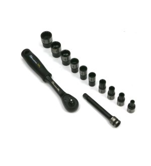 Zestaw 12 el. nasadki 1/4  przedłużka 7.5 cm grzechotka 4 5.5  6 7 8 9 10 12 13 14 Waryński