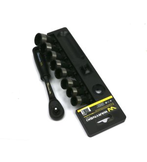 Zestaw L nasadek 3/8 15 16 17 18 19 20 22 24 mm z grzechotką Waryński