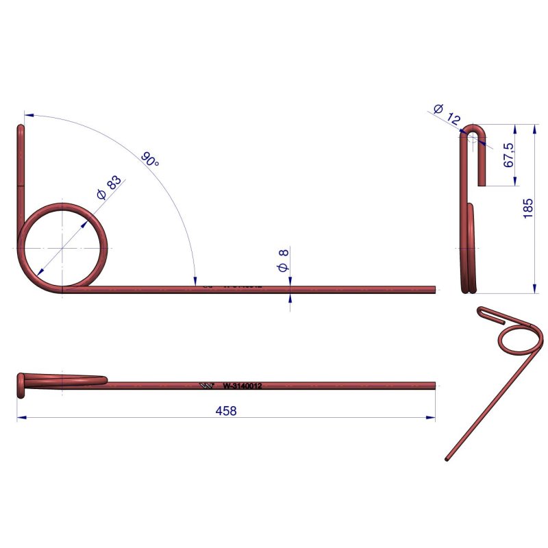 Palec zagarniający siewnika zastosowanie FIONA 3140003, C14003 Waryński