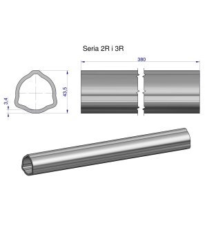 Rura zewnętrzna Seria 2R i 3R do wału 510 przegubowo-teleskopowego 43.5x3.4 mm 385 mm WARYŃSKI