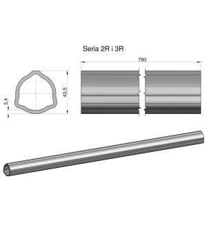Rura zewnętrzna Seria 2R i 3R do wału 910 przegubowo-teleskopowego 43.5x3.4 mm 785 mm WARYŃSKI