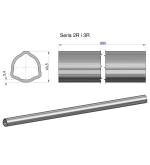 Rura zewnętrzna Seria 2R i 3R do wału 1010 przegubowo-teleskopowego 43.5x3.4 mm 885 mm WARYŃSKI