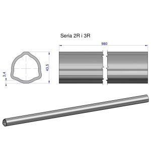 Rura zewnętrzna Seria 2R i 3R do wału 1110 przegubowo-teleskopowego 43.5x3.4 mm 985 mm WARYŃSKI