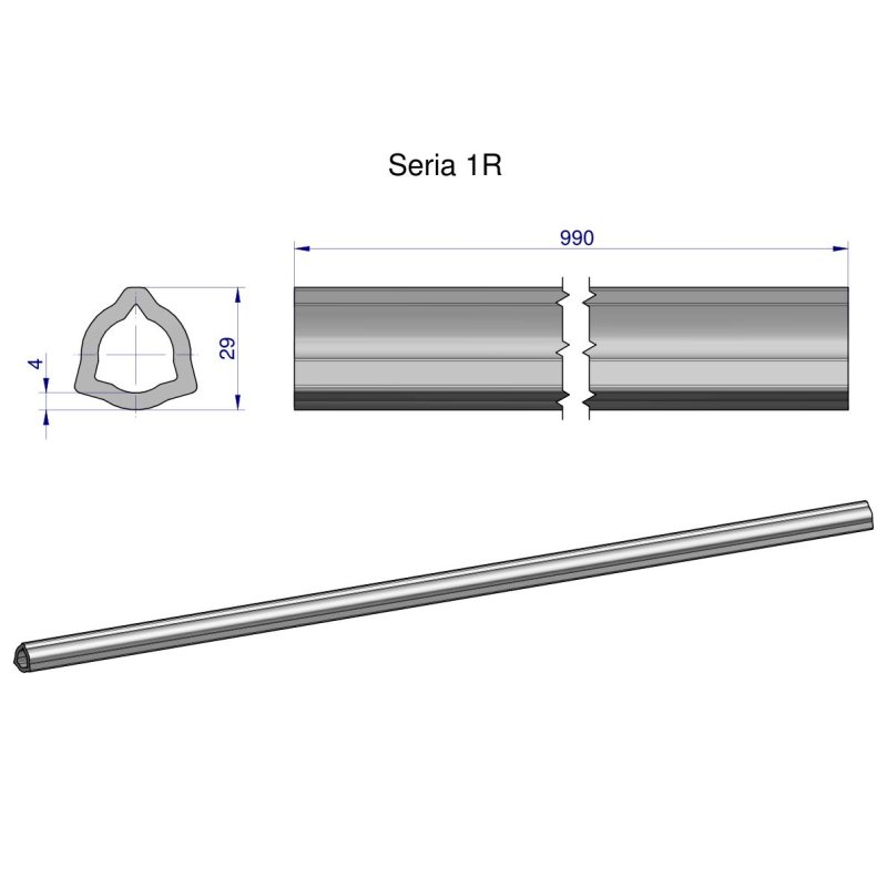 Rura wewnętrzna Seria 1R do wału 1110 przegubowo-teleskopowego 29x4 mm 990 mm WARYŃSKI
