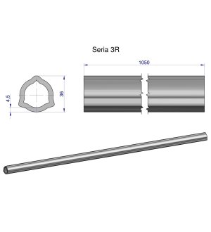 Rura wewnętrzna Seria 3R do wału 1210 przegubowo-teleskopowego 36x4.5 mm 1055 mm WARYŃSKI