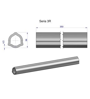 Rura wewnętrzna Seria 3R do wału 510 przegubowo-teleskopowego 36x4.5 mm 355 mm WARYŃSKI