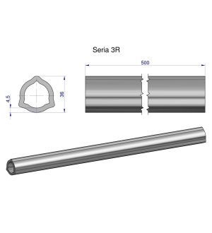 Rura wewnętrzna Seria 3R do wału 660 przegubowo-teleskopowego 36x4.5 mm 505 mm WARYŃSKI