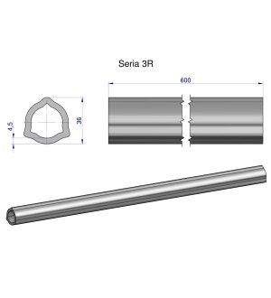 Rura wewnętrzna Seria 3R do wału 760 przegubowo-teleskopowego 36x4.5 mm 605 mm WARYŃSKI