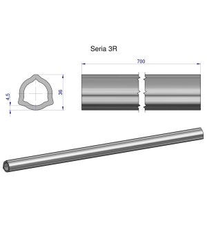Rura wewnętrzna Seria 3R do wału 860 przegubowo-teleskopowego 36x4.5 mm 705 mm WARYŃSKI