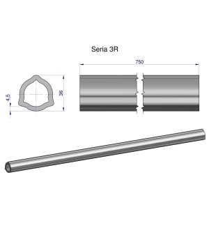 Rura wewnętrzna Seria 3R do wału 910 przegubowo-teleskopowego 36x4.5 mm 755 mm WARYŃSKI