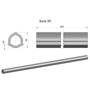 Rura wewnętrzna Seria 3R do wału 1010 przegubowo-teleskopowego 36x4.5 mm 855 mm WARYŃSKI