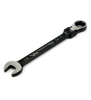 Klucz płasko-oczkowy 14 mm z grzechotką 72 zęby i przegubem Waryński