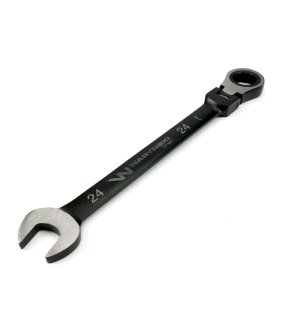 Klucz płasko-oczkowy 24 mm z grzechotką 72 zęby  i przegubem Waryński