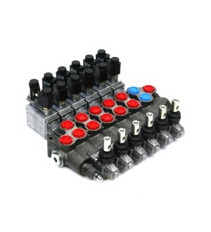 Rozdzielacz hydrauliczny (50 l/m) 6 sekcji, ostatnia sekcja otwarta .ster. ręczno elektryczno-pneumatyczny 24 DC