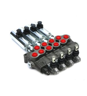 Rozdzielacz hydrauliczny (80 l/m) 4 sekc.ster. Ręczno elektryczne 12 DC