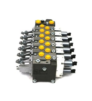 Rozdzielacz 6 sekcyjny (FT 60/60. 100/100. 80/80. 100/100. 80/80. 80/80) 120 l/min. proporcjonalny. LS. opcja dźwigni. 24V DC