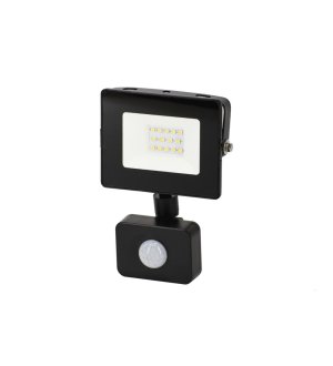 Naświetlacz, Lampa LED SMD 230V 10W 4000K 800LM IP65 CZARNY Z CZUJNIKIEM RUCHU