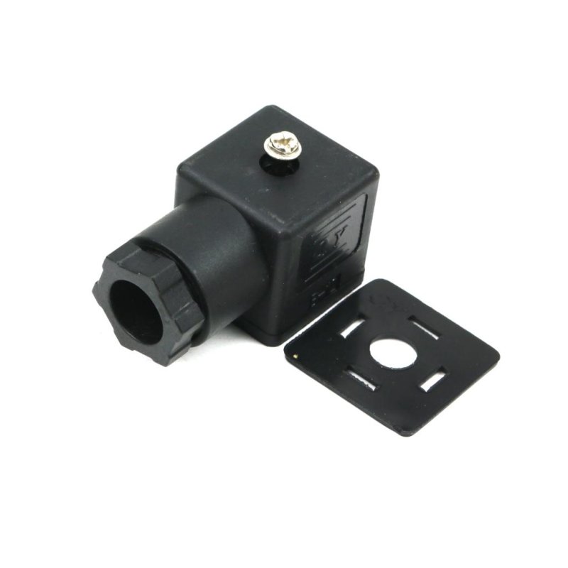Wtyczka elektryczna (czarna) 12V 24V (SP666) do zasilania cewek elektromagnetycznych z uszczelką Waryński