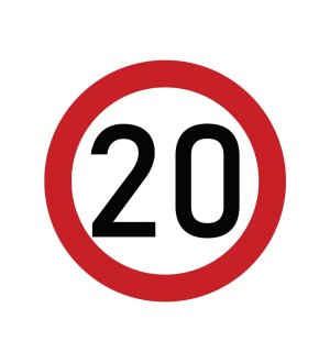 Naklejka laminowana limit prędkości 20 km/h- czerwona obwódka