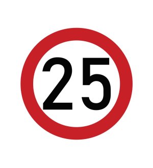 Naklejka laminowana limit prędkości 25 km/h- czerwona obwódka