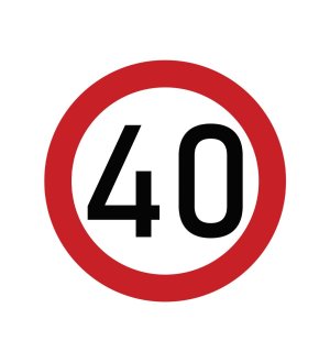 Naklejka laminowana limit prędkości 40 km/h- czerwona obwódka