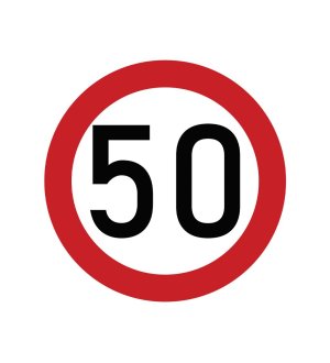 Naklejka laminowana limit prędkości 50 km/h- czerwona obwódka