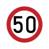 Naklejka laminowana limit prędkości 50 km/h- czerwona obwódka