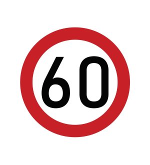 Naklejka laminowana limit prędkości 60 km/h- czerwona obwódka