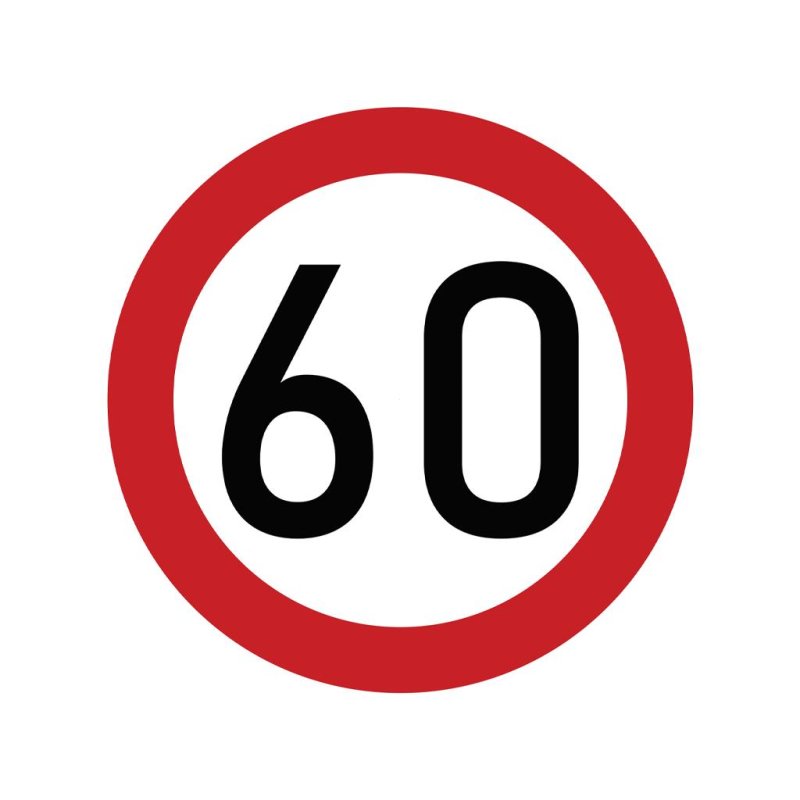 Naklejka laminowana limit prędkości 60 km/h- czerwona obwódka